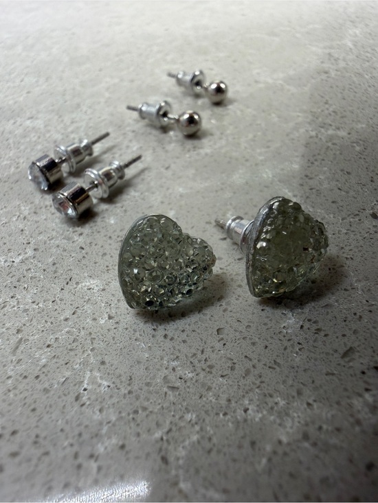 Unknown Jewelry - Set of Three Silver/Translucent Earring Pairs